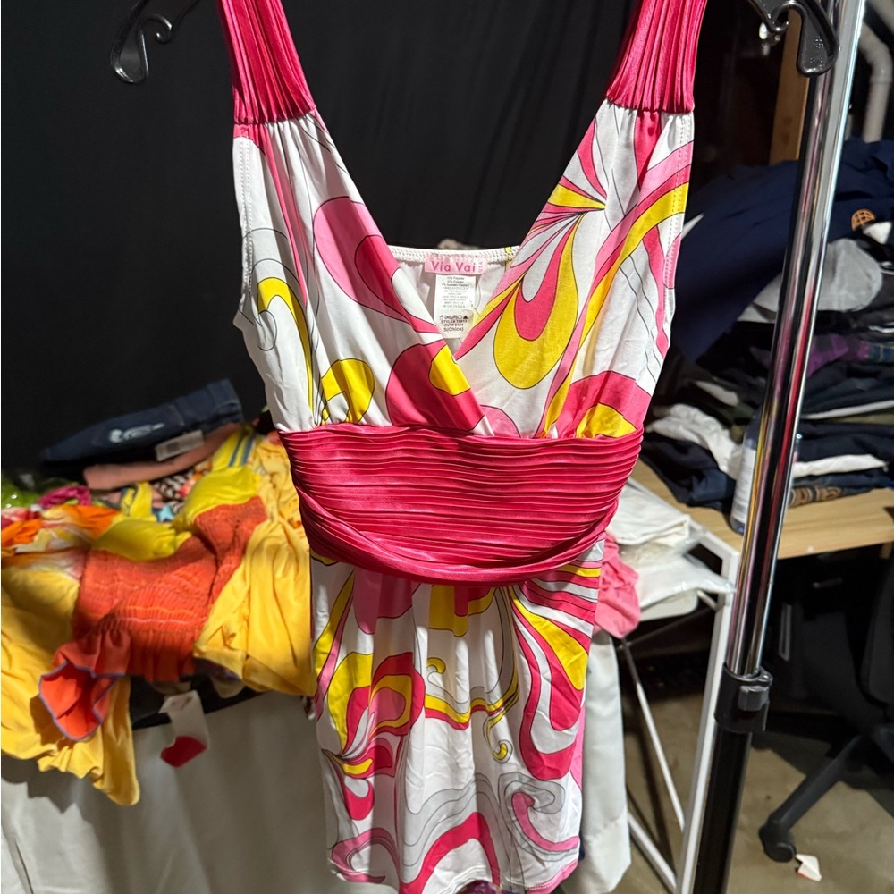 Women’s Pink and Yellow Swirl Top
